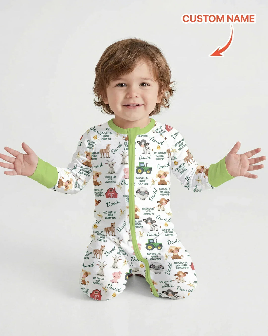 Custom Name God Says I Am Farm Animals Bamboo Convertible Zippy