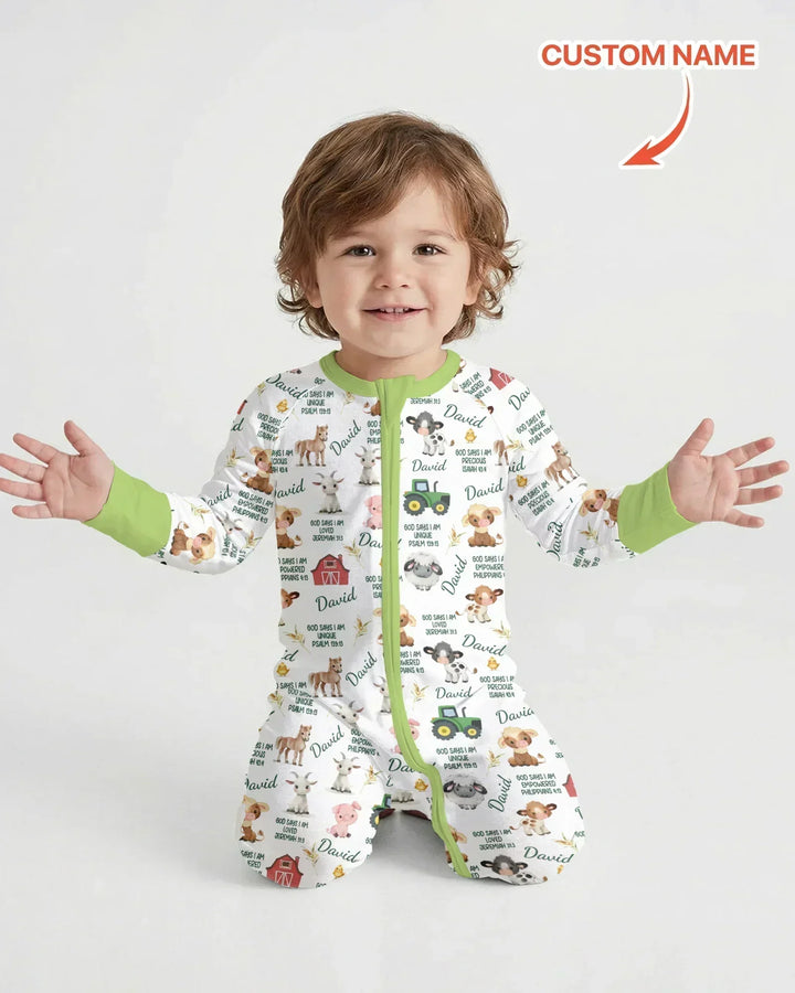 Custom Name God Says I Am Farm Animals Bamboo Convertible Zippy