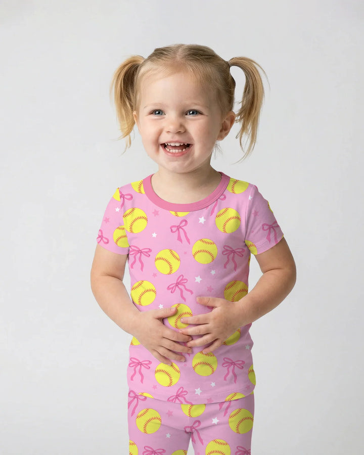Softball Lovers Bamboo Two Piece Short Sleeve Pajama Set