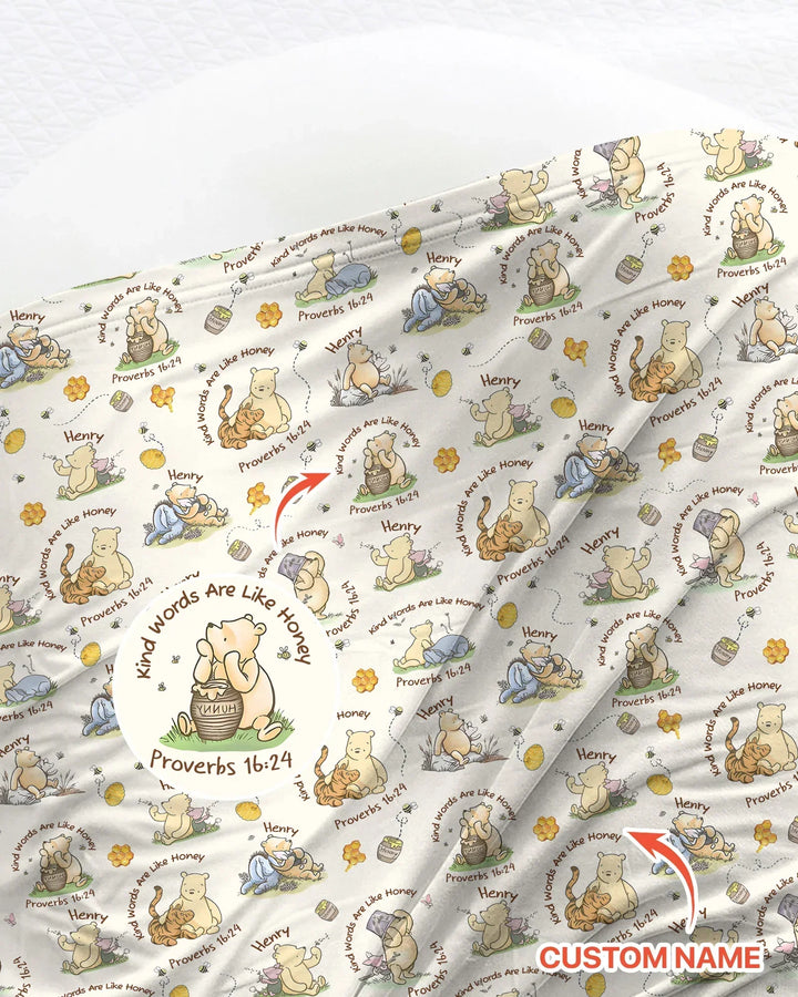 Kind Words Are Like Honey Custom Name swaddle blanket