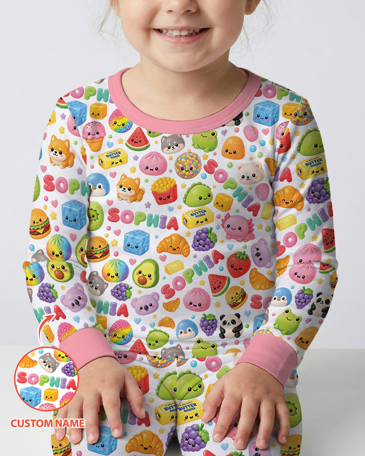 Just A Girl Who Loves Squishies Custom Name Bamboo Two Piece Long Sleeve Pajama Set