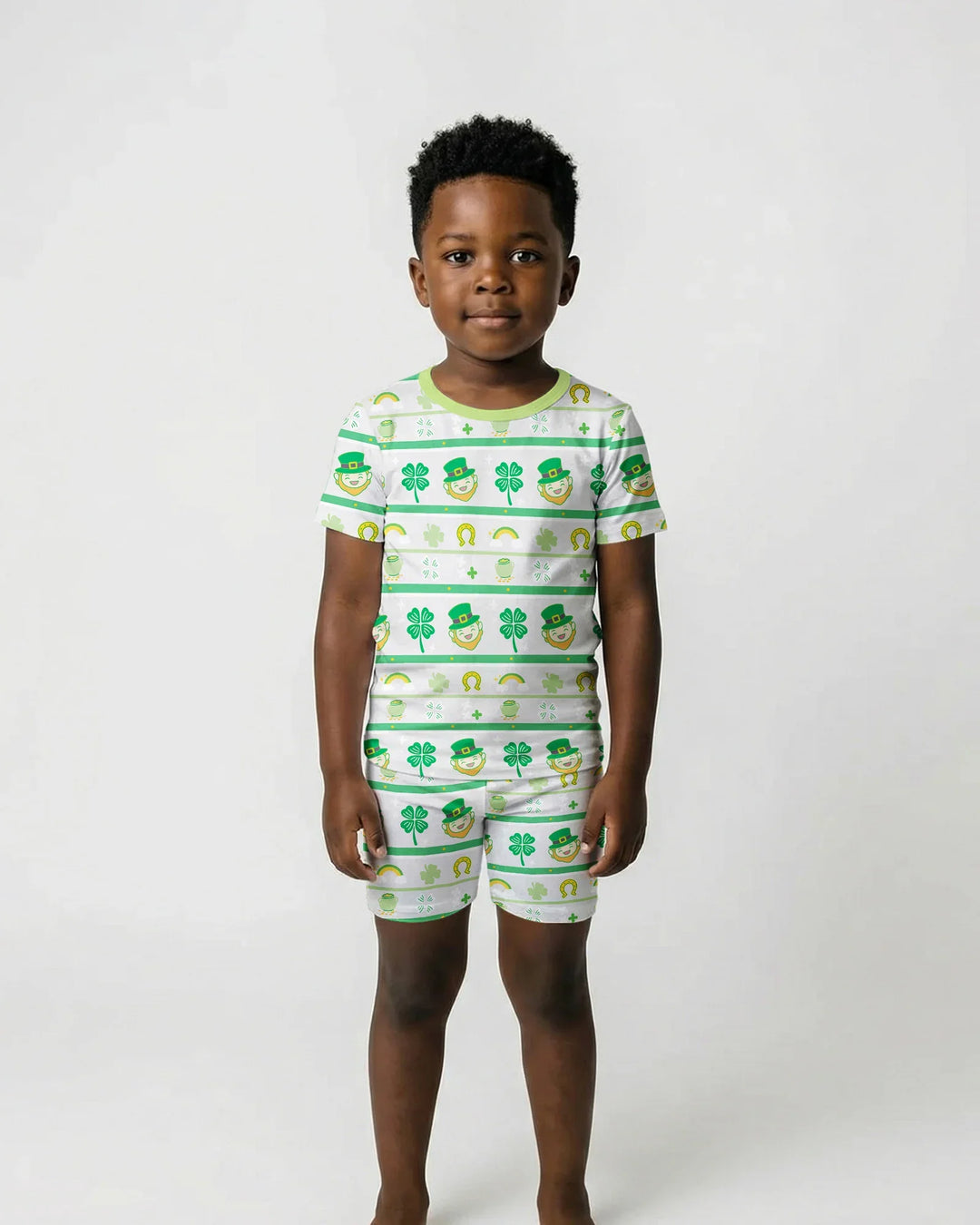 Happy Saint Patrick's Day Bamboo Two Piece Short Sleeve Shorts Pajama Set