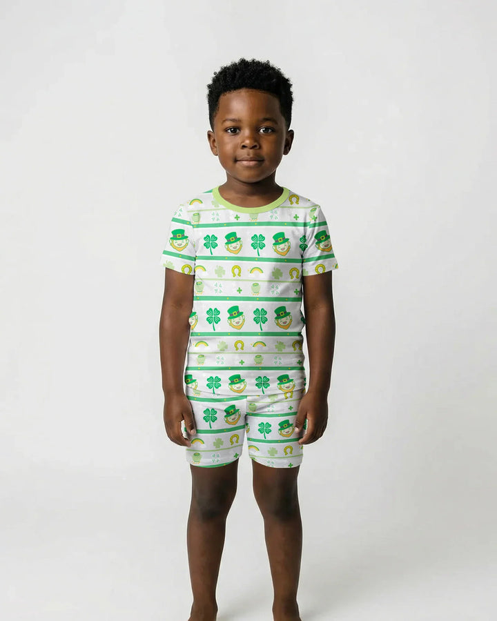 Happy Saint Patrick's Day Bamboo Two Piece Short Sleeve Shorts Pajama Set