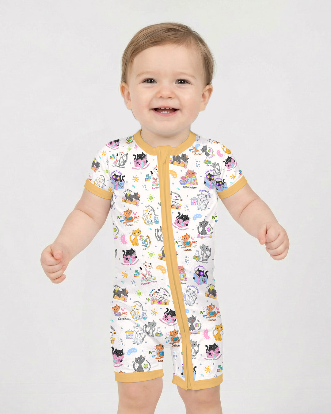 Funny Cat Love Scientist Bamboo Shorty Zippy