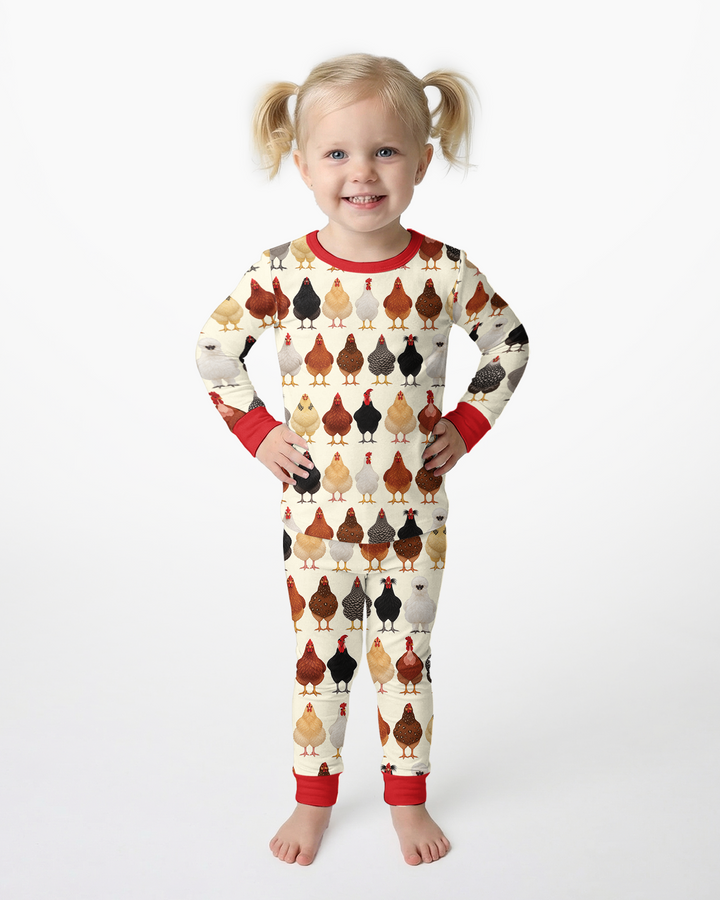 Cluckin' Cute Bamboo Two Piece Long Sleeve Pajama Set