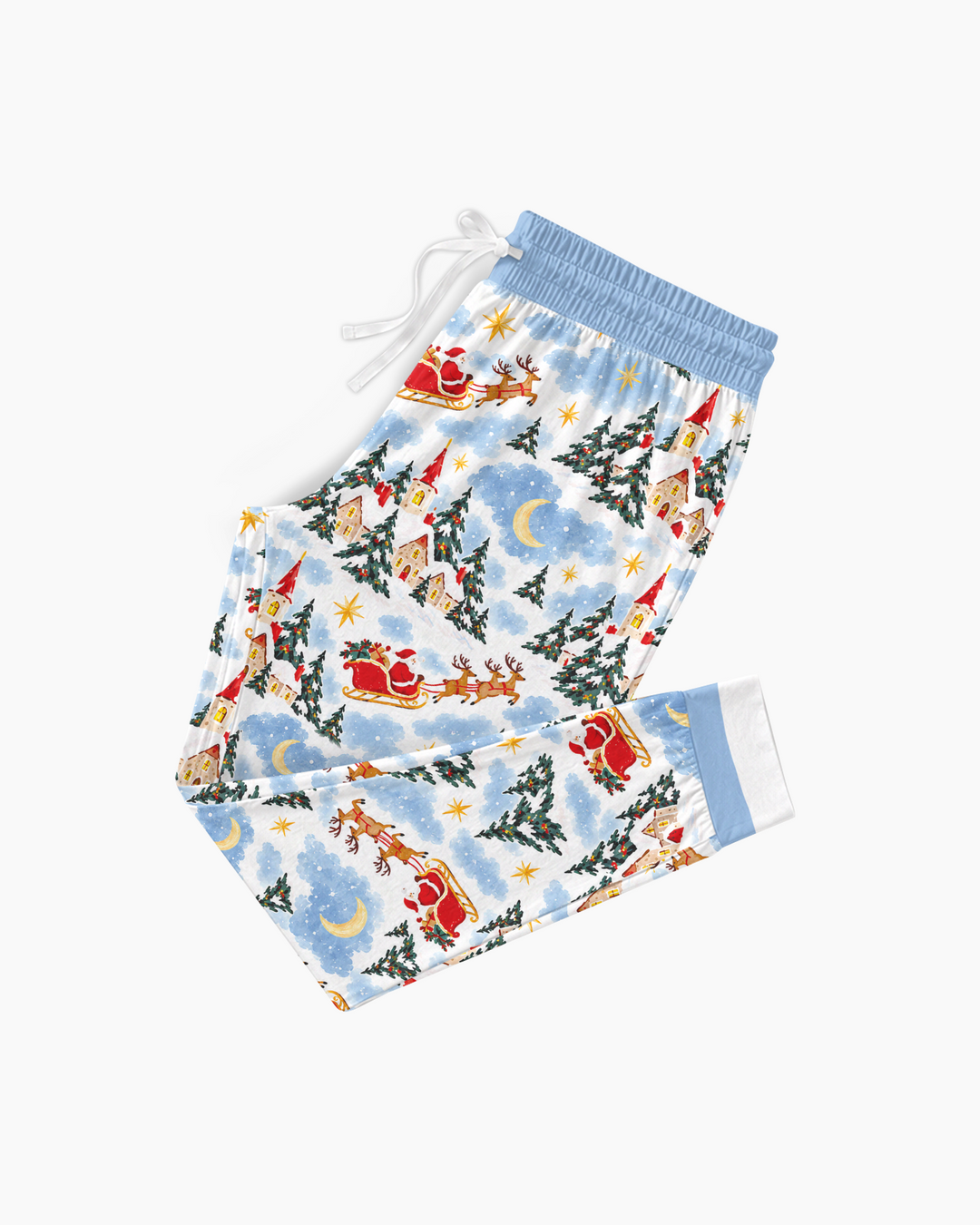 Whimsical Santa's Winter Village Bamboo Women Pajama Set