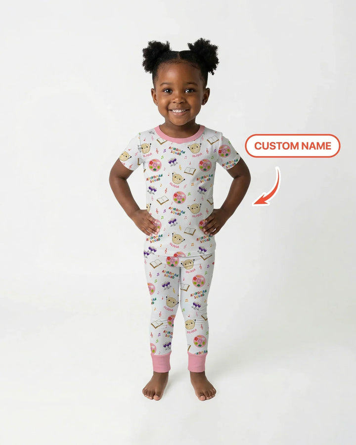 Custom Name Passover Afikoman Squad Bamboo Two Piece Short Sleeve Pajama Set