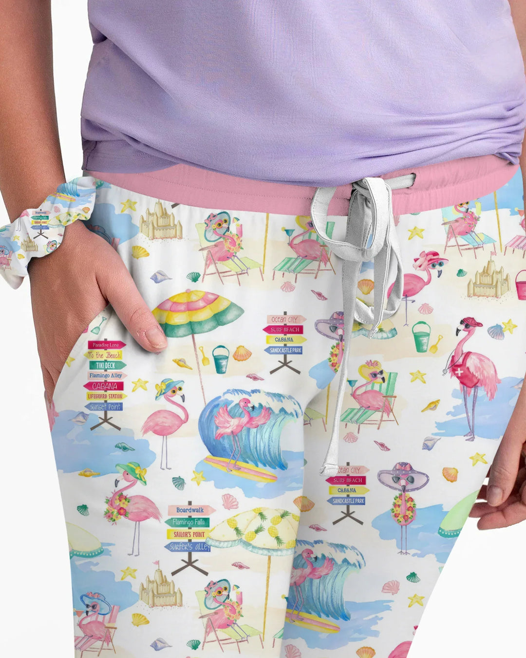 Flamingo Beach Family Matching Bamboo Women Pajama Set