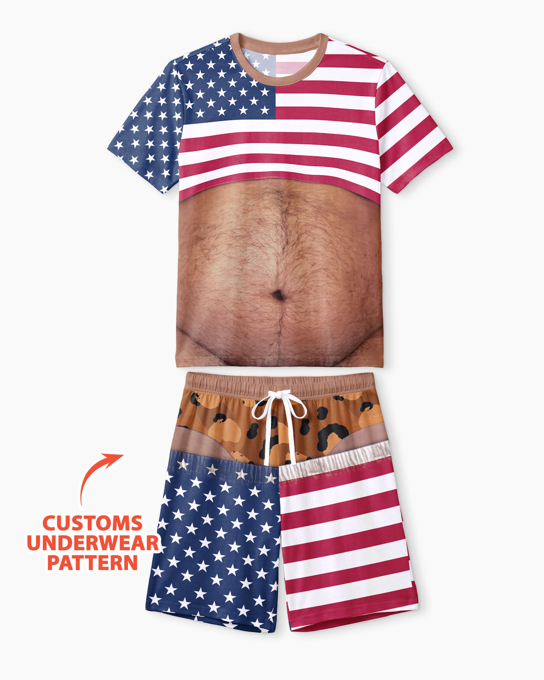 Funny Patriotic Bamboo Men Short Sleeve Short Pajama Set