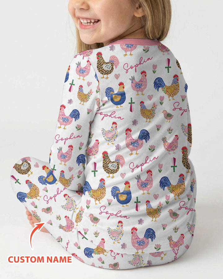 Cluck And Cozy Bamboo Two Piece Long Sleeve Pajama Set