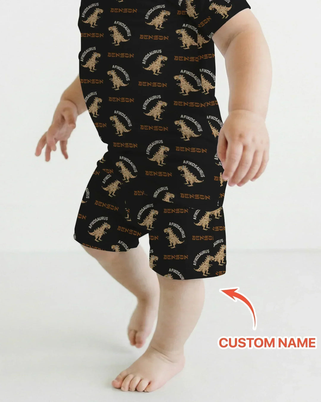 Custom Name Afikosaurus Bamboo Two Piece Short Sleeve Shorts Pajama Set