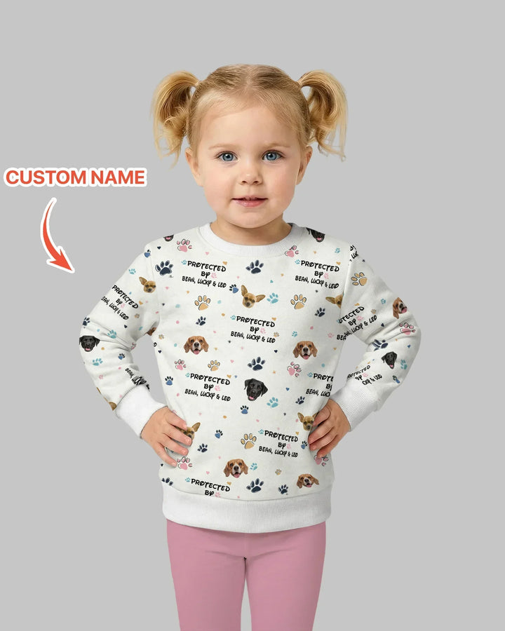Custom Dog Photo Pattern "Protected By" Bamboo Crewneck Sweatshirt
