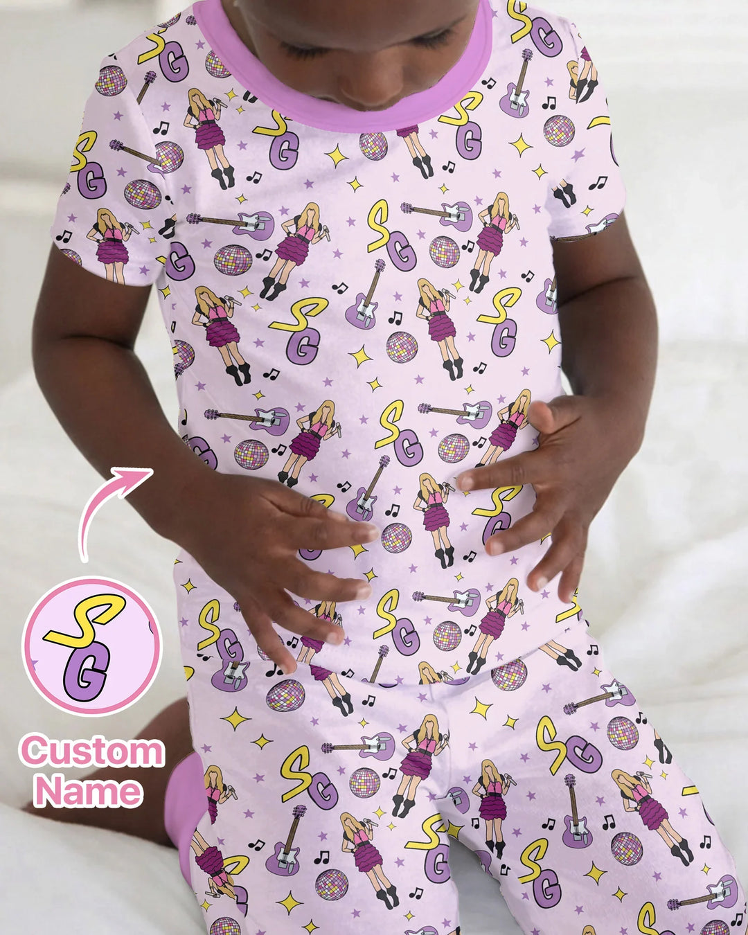 Custom Name Mini Rockstar Two Piece Short Sleeve Pajama Set
