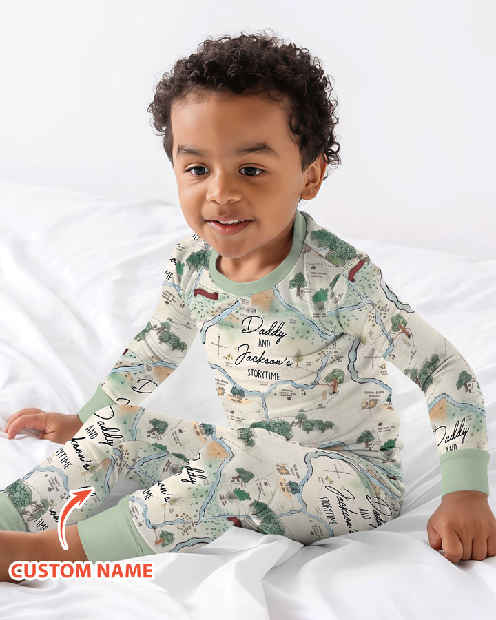 Mommy Daddy And Me Bedtime Story Family Matching Bamboo Two Piece Long Sleeve Pajama Set