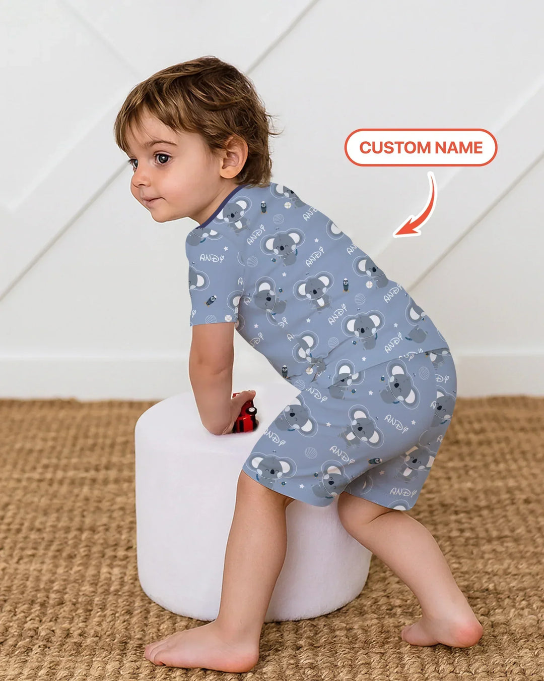 Custom Name Cosmic Koala Bamboo Two Piece Short Sleeve Shorts Pajama Set
