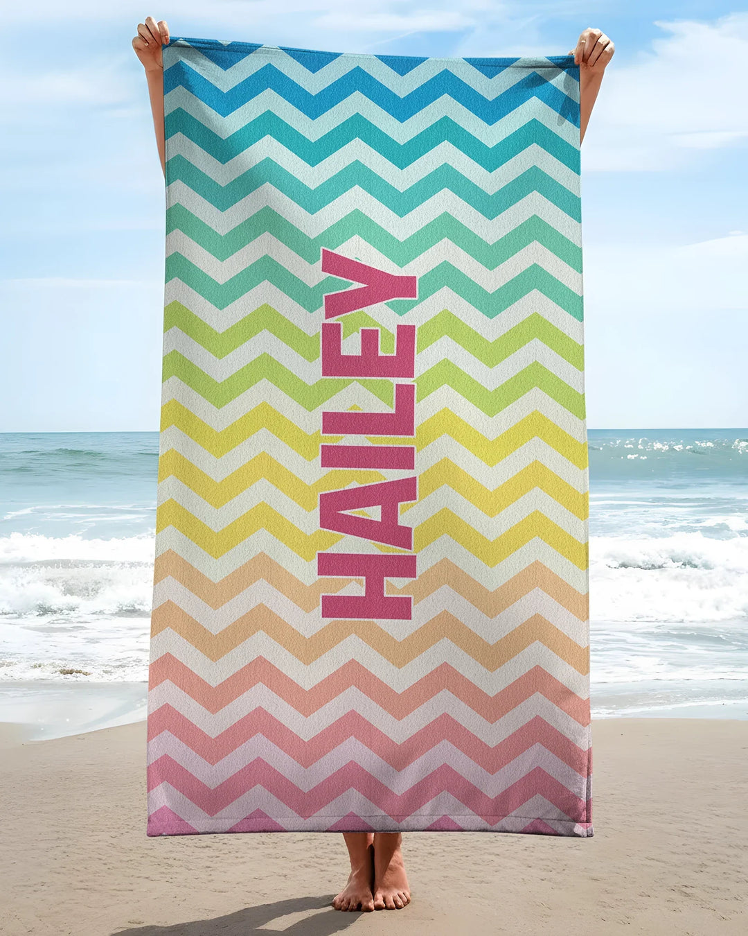 Custom Name Pretty Pattern Bamboo Beach Towel