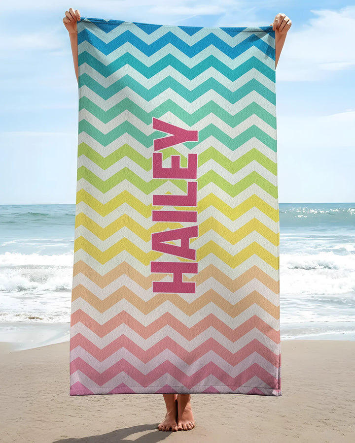 Custom Name Pretty Pattern Bamboo Beach Towel