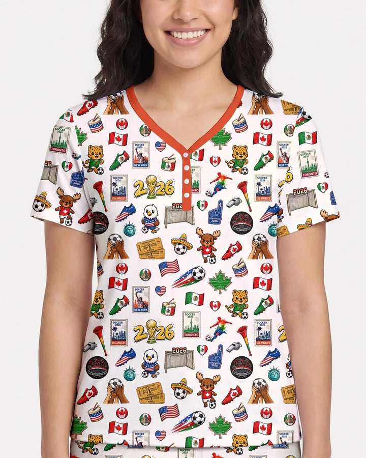 Soccer Cup 2026 Family Matching Bamboo Women Short Sleeve Short Pajama Set