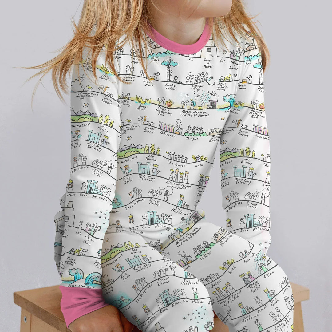 Bible Story Journey Family Matching Bamboo Two Piece Long Sleeve Pajama Set