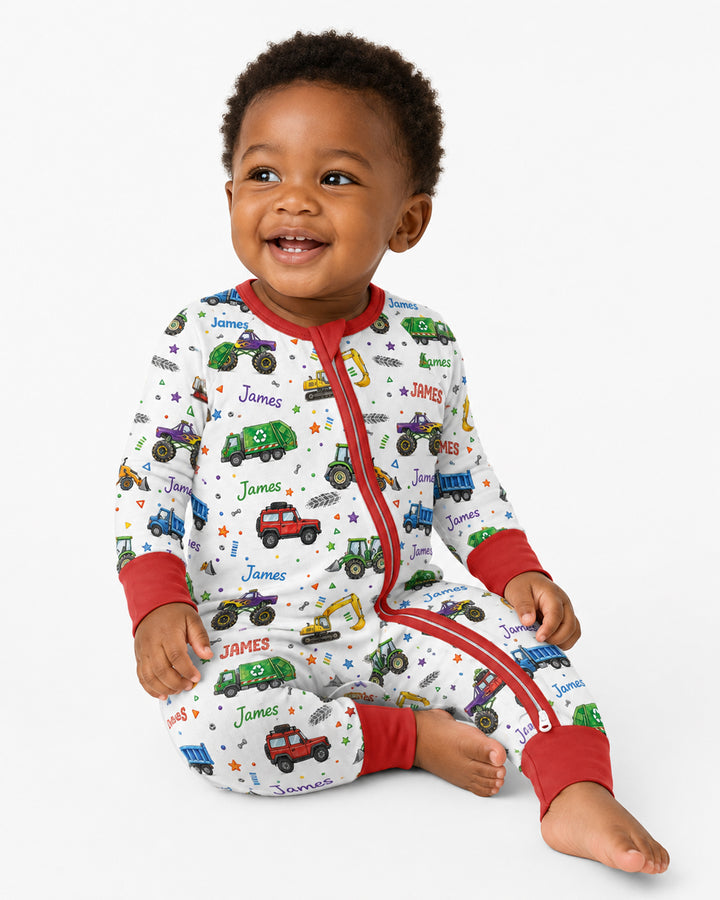 Cars And Trucks Parade Custom Name Bamboo Convertible Zippy