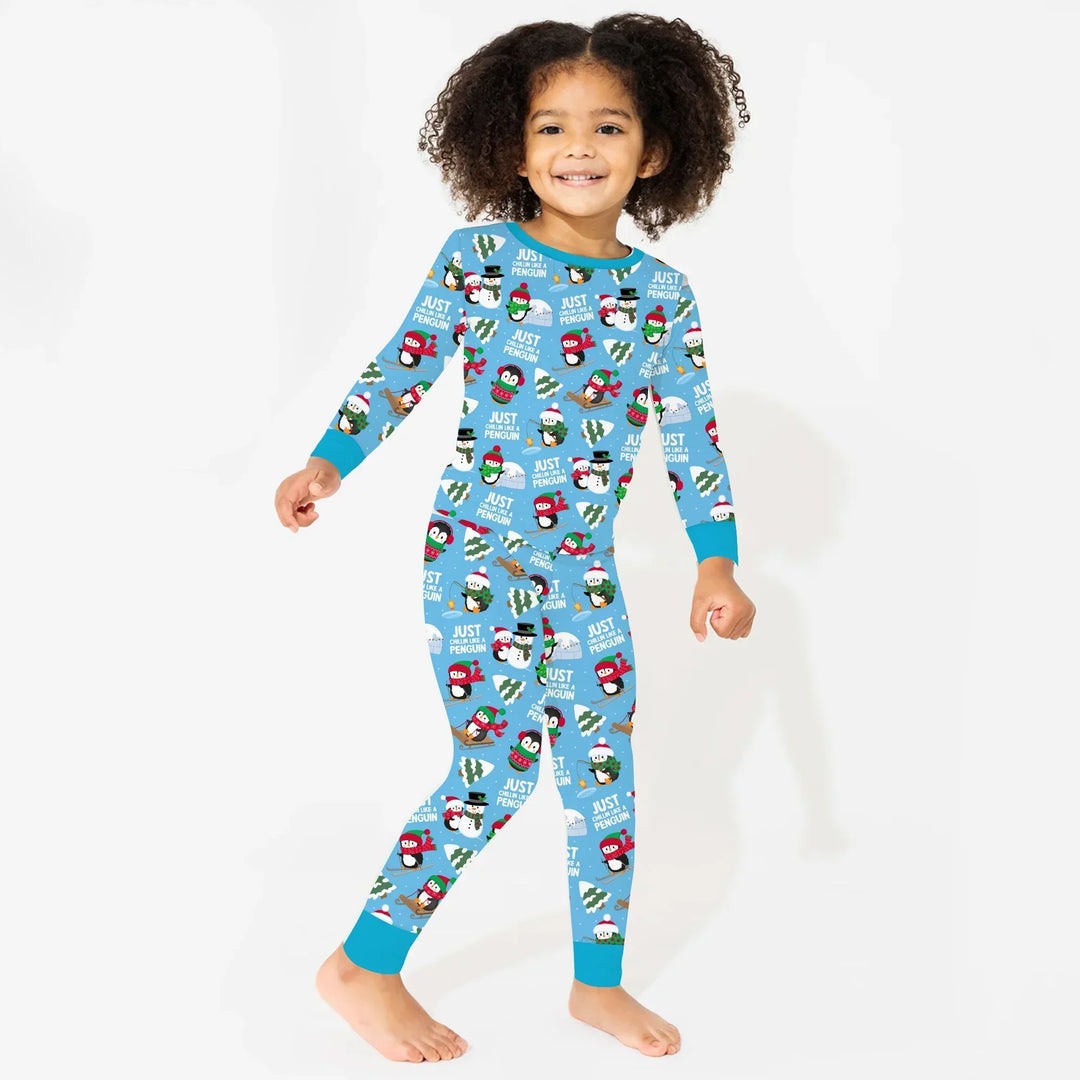 Chillin Like A Penguin Bamboo Two Piece Long Sleeve Pajama Set