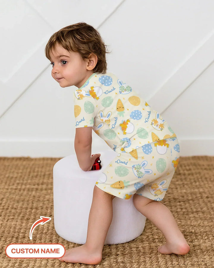 Retro Easter Bamboo Two Piece Short Sleeve Shorts Pajama Set