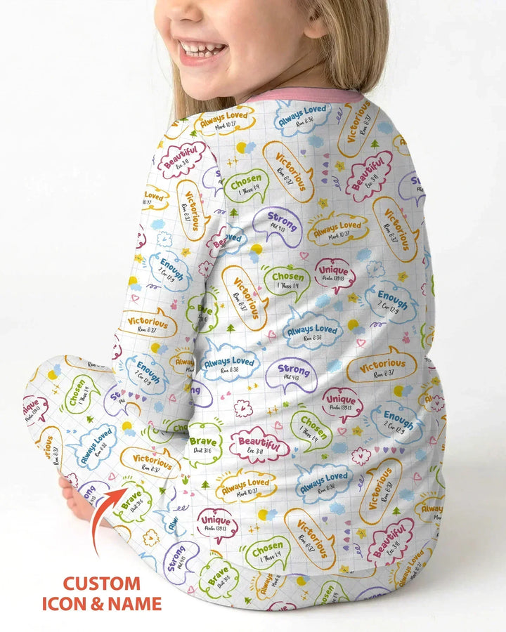 Personalized God Says I Am- Baby Girl Bamboo Two Piece Long Sleeve Pajama Set