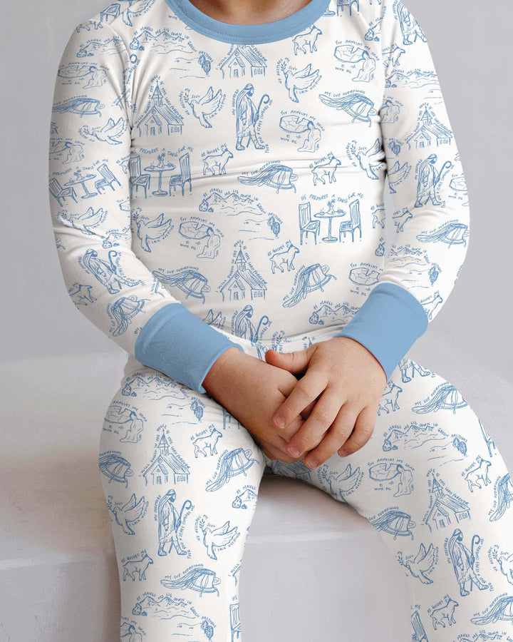 Psalm 23 Sketch Bamboo Two Piece Long Sleeve Pajama Set
