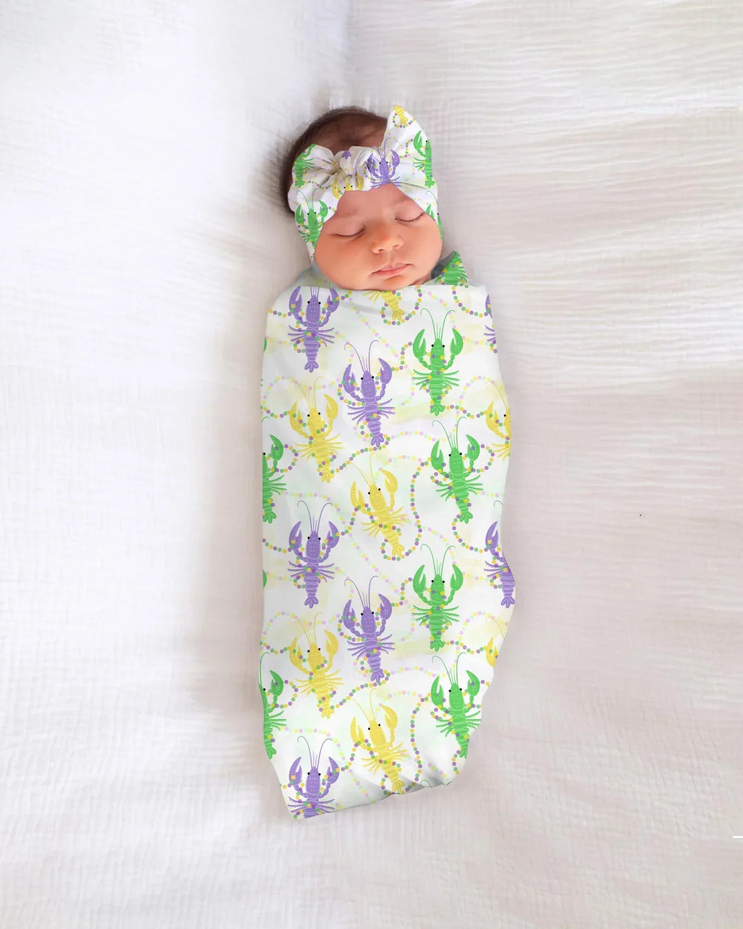 Mardi Gras Crawfish Family Matching Bamboo Swaddle Blanket
