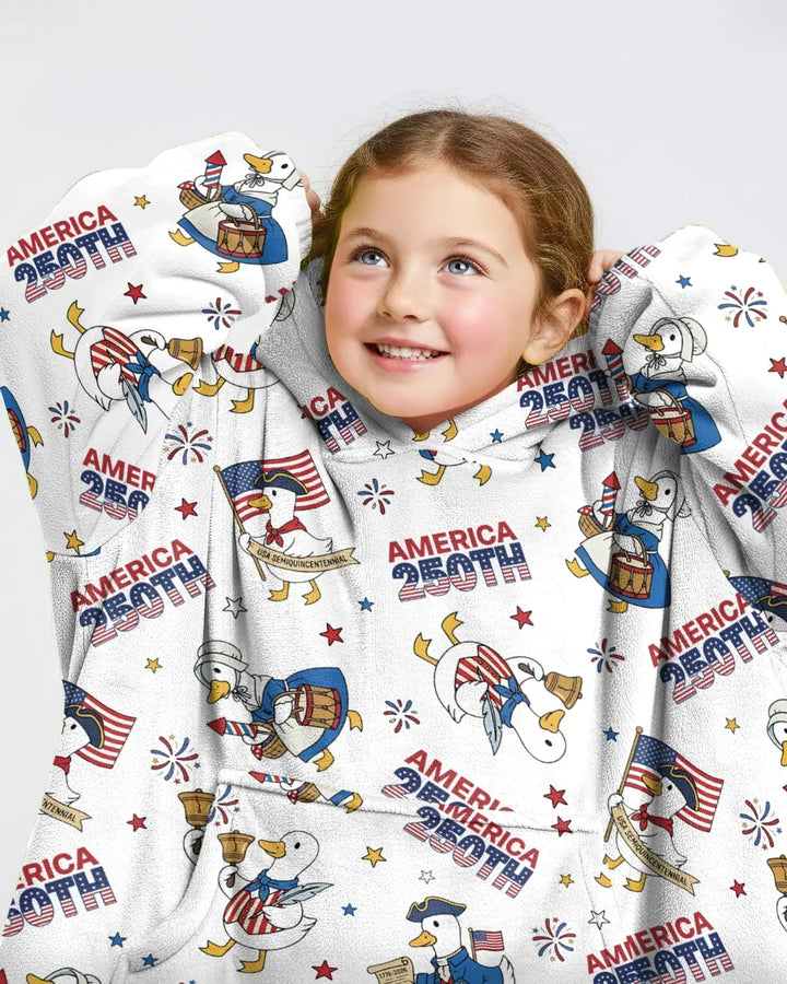 Patriotic Goose Celebrating 250 Years Wearable Bamboo Blanket Hoodie