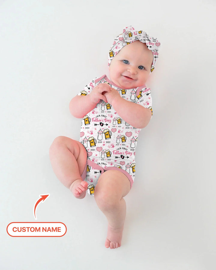 Custom Name First Father's Day Drink Bamboo Bodysuit