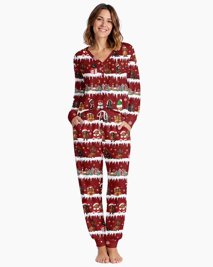 Dachshund Through The Snow Bamboo Women Pajama Set
