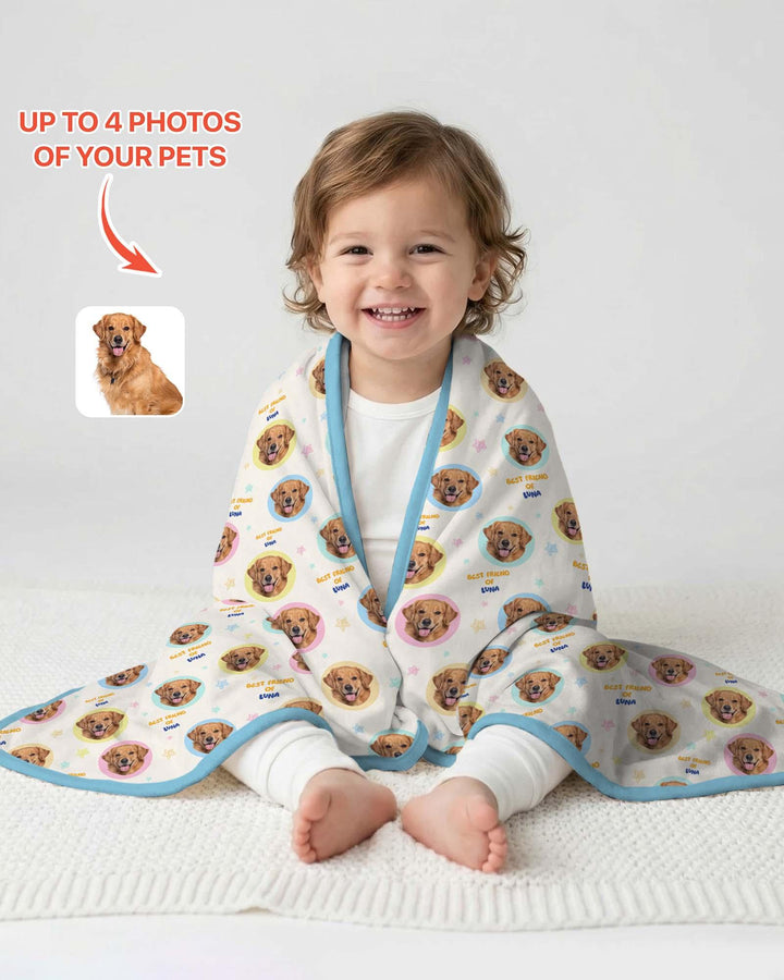 Best Friend Custom Name And Pet Photos Bamboo Blanket