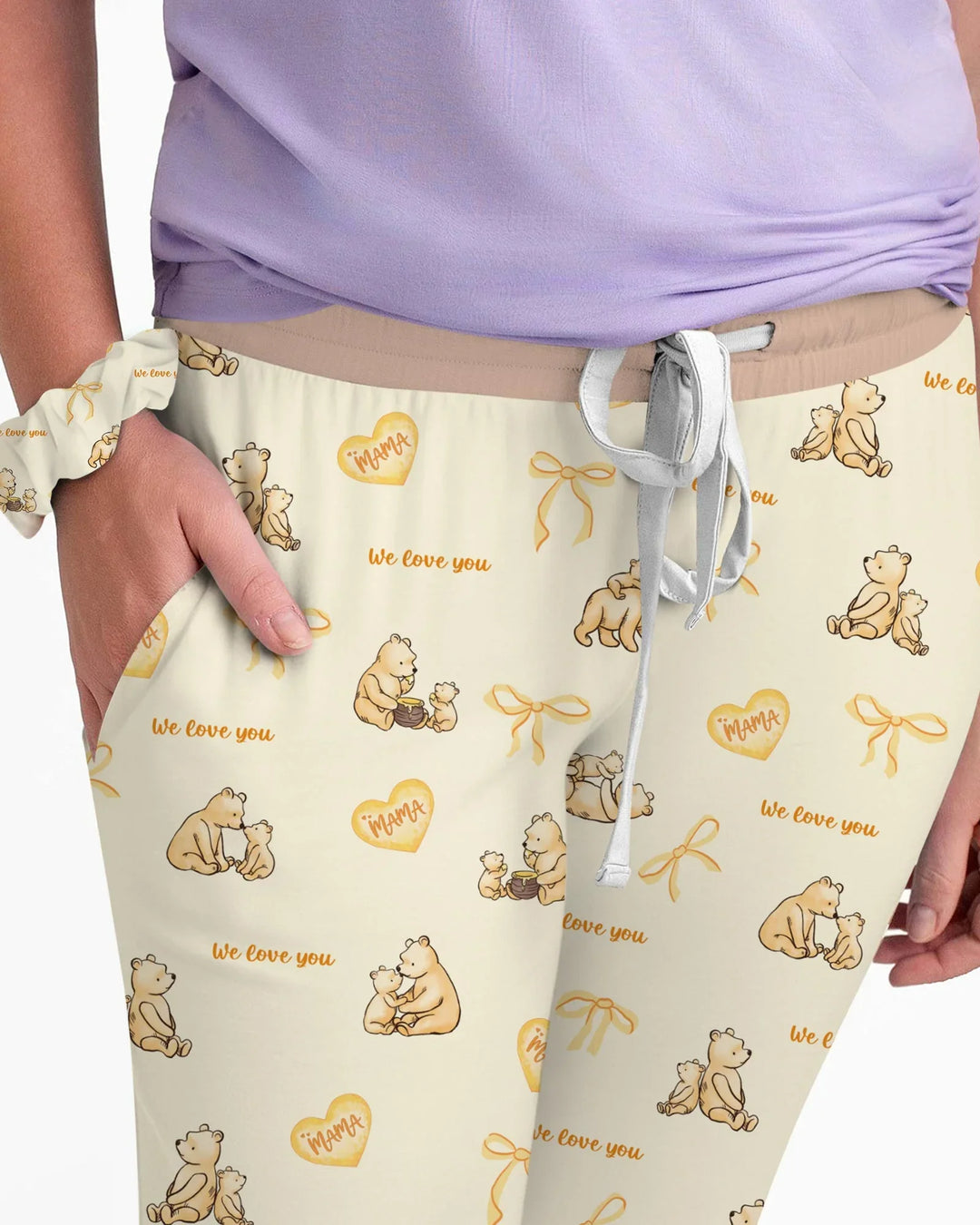 Sweat Yellow Mama Bear Women Pajama Set
