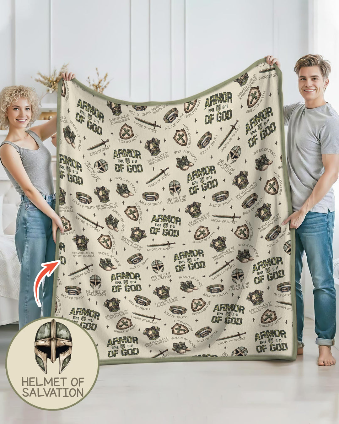 Camo Armor Of God Bamboo Blanket