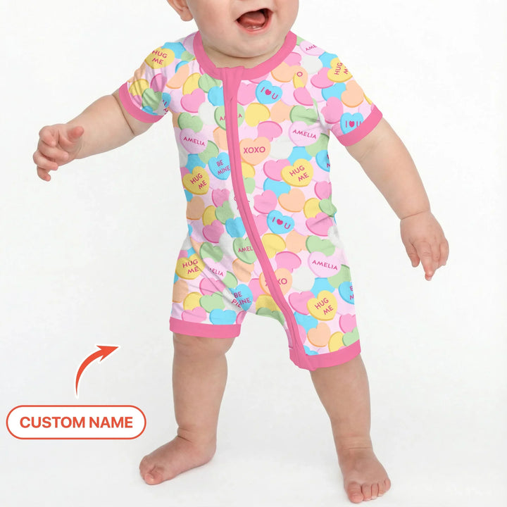 Valentine Candy Crush Family Matching Bamboo Shorty Zippy