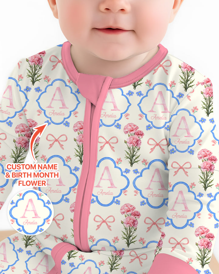 Personalized Birth Flower Mommy And Me Matching Bamboo Convertible Zippy