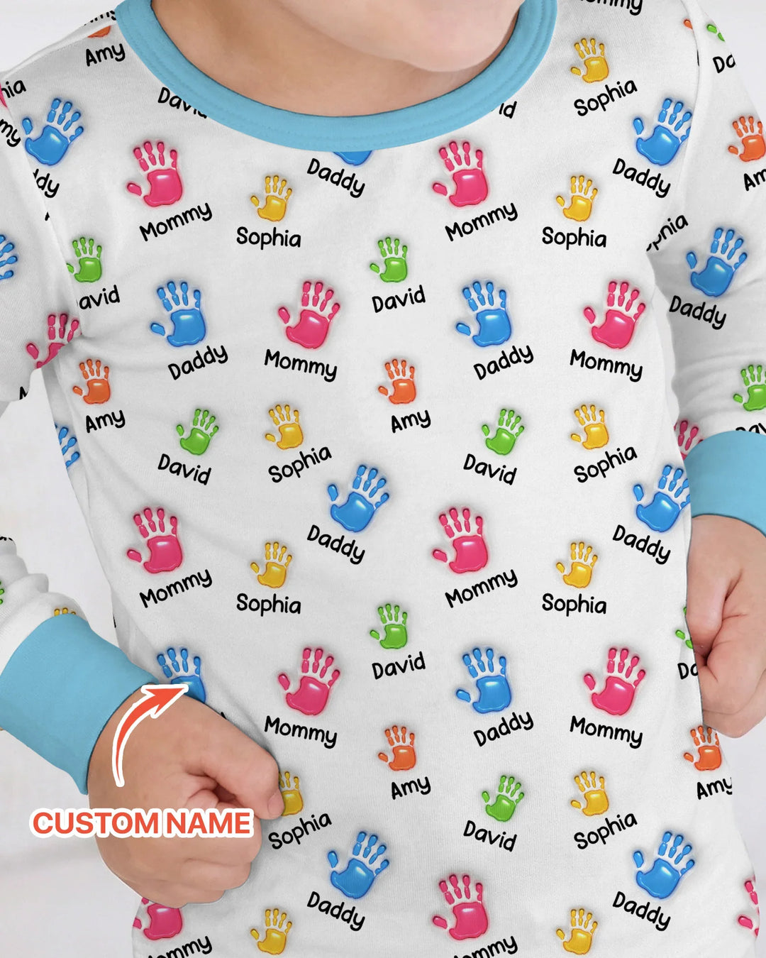 First Mother Day - Handprints Bamboo Two Piece Long Sleeve Pajama Set