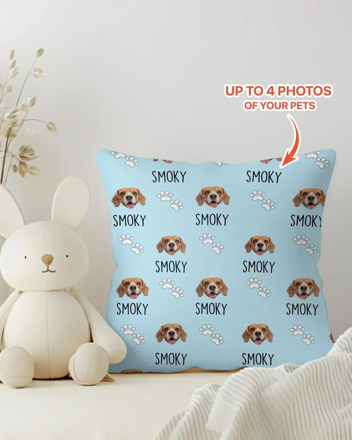 Custom Name and Pet Photos Bamboo Pillow Case