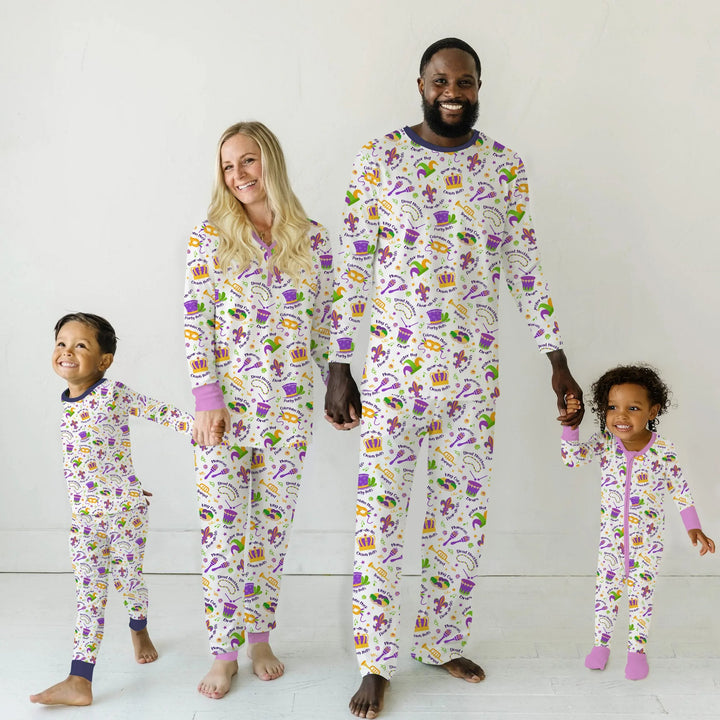 Mardi Gras Family Matching Bamboo Shorty Zippy