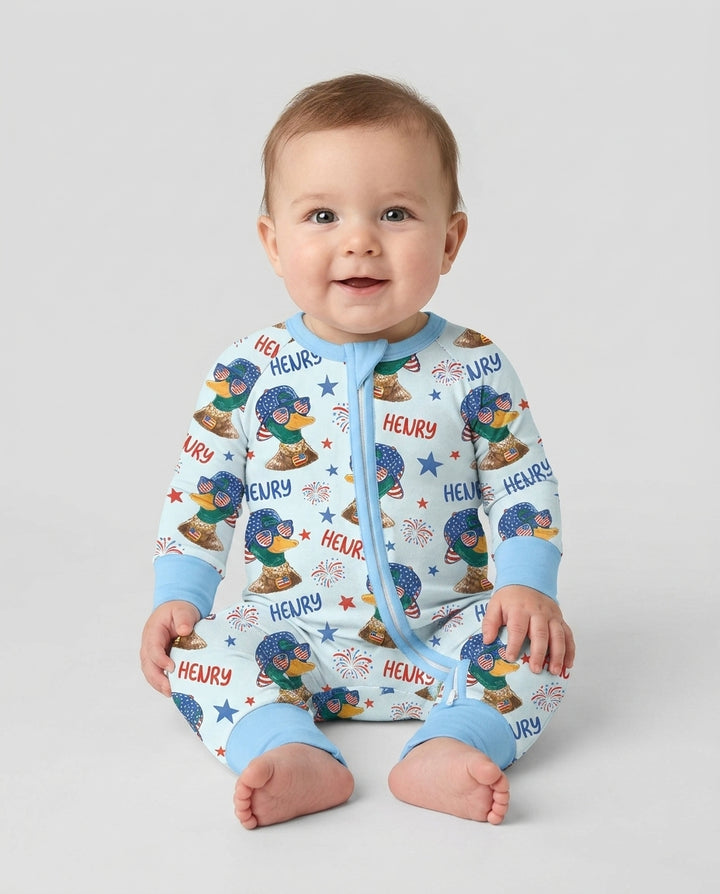 Custom Name Patriotic Mallard Duck Bamboo Convertible Zippy