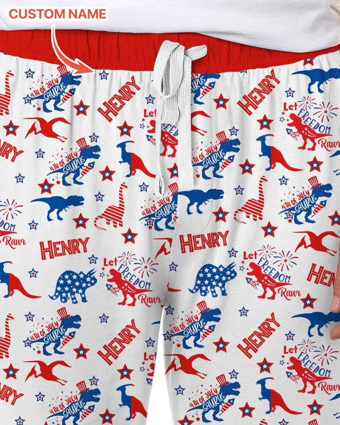 Custom Name Patriotic Dinosaur Bamboo Men's Pajama Set