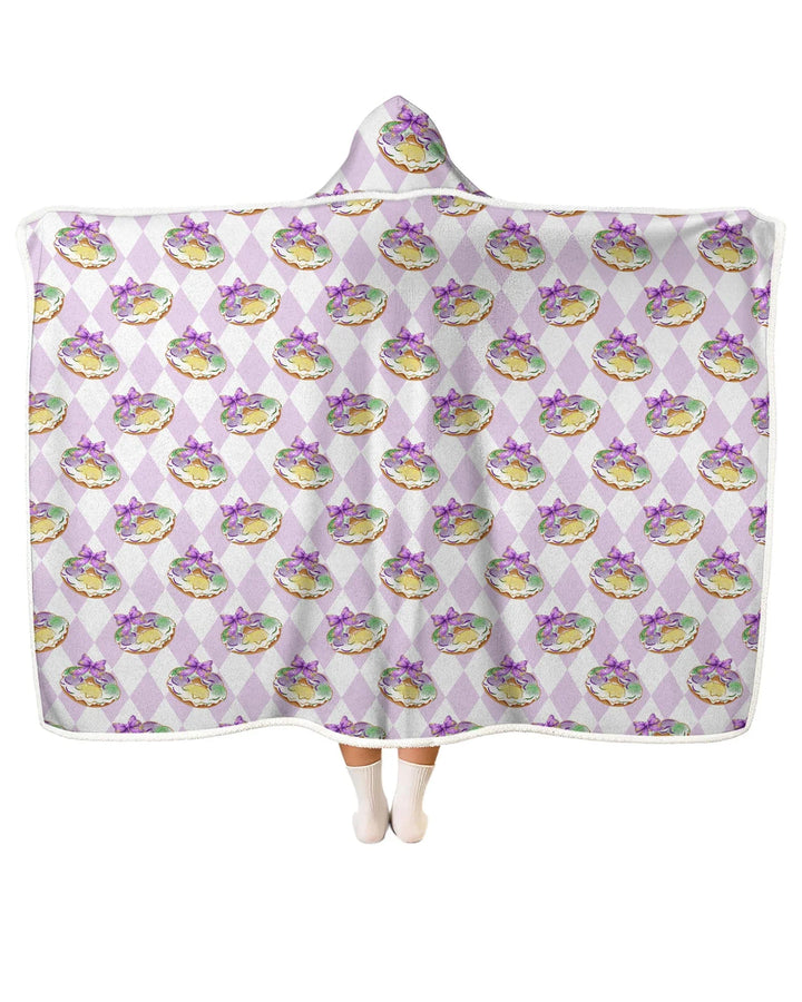 Mardi Gras Donut Bamboo Wearable Hooded Blanket