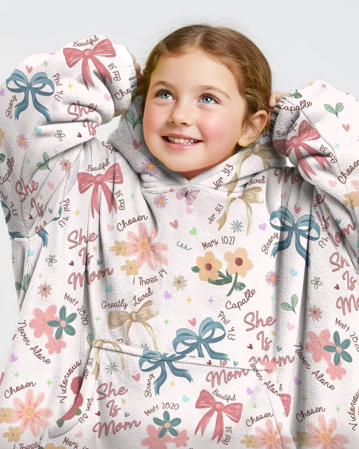 She Is Mom Wearable Bamboo Blanket Hoodie