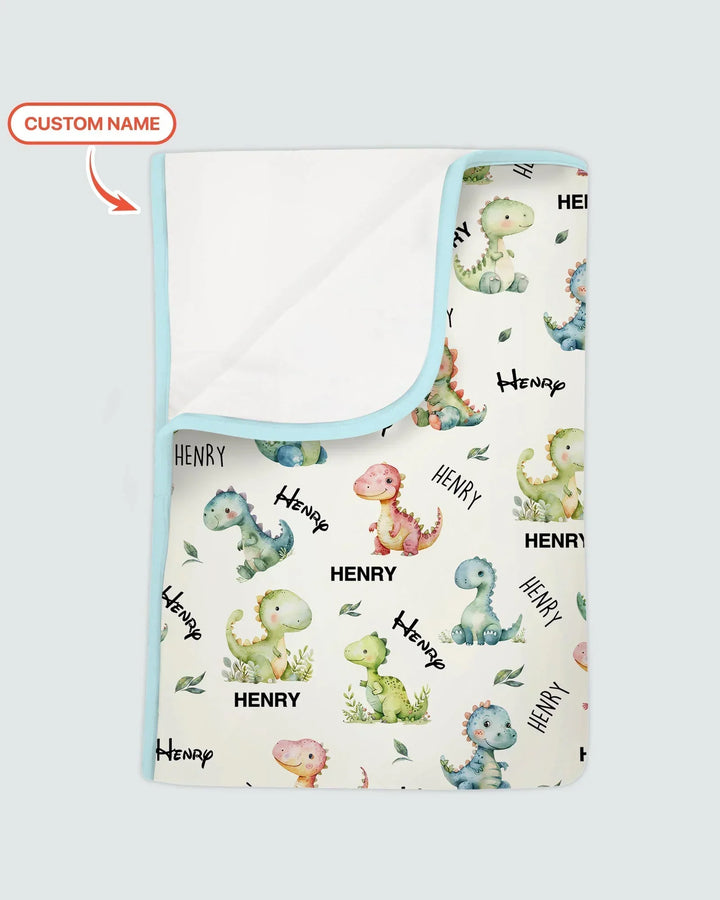 Dinosaur Custom Name Bamboo Blanket