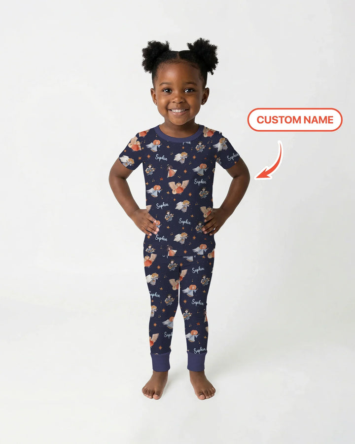 Guardian Angels Custom Name Bamboo Two Piece Short Sleeve Pajama Set