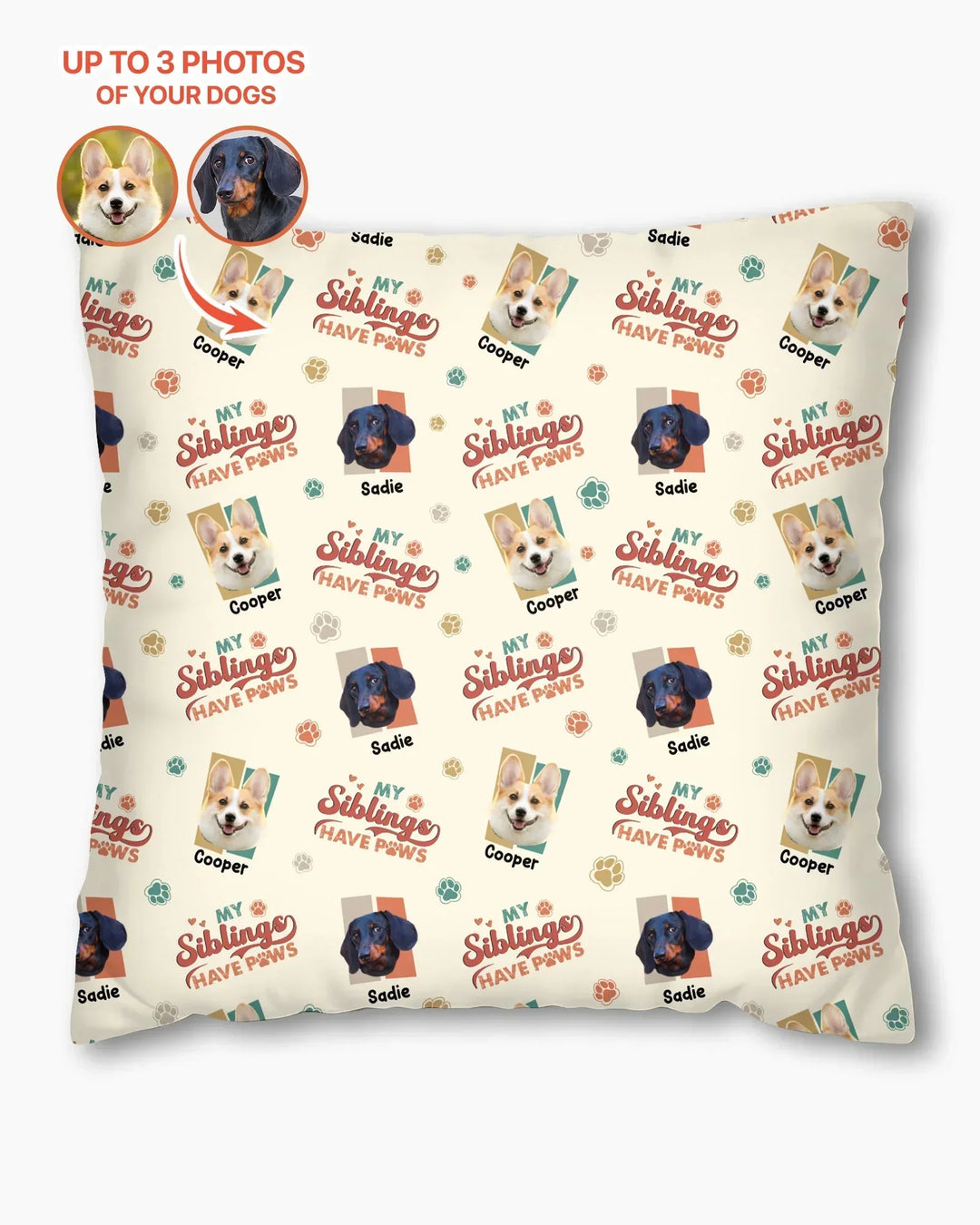 Custom Dog Photos "My Siblings Have Paws" Bamboo Pillow Case