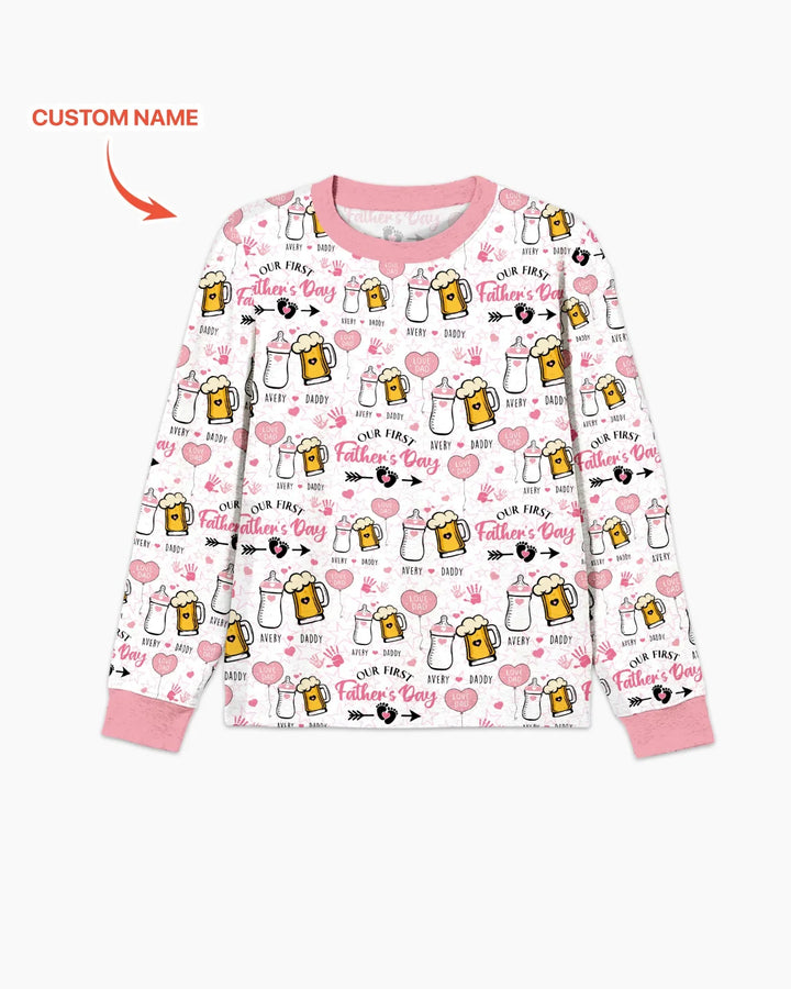 Custom Name First Father's Day Drink Bamboo Men's Pajama Set