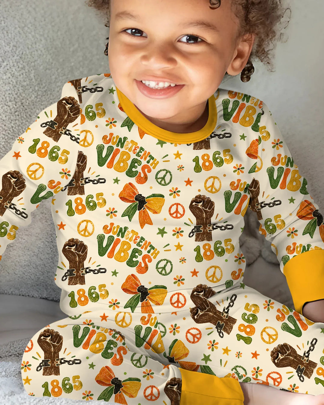 Juneteenth Vibes Vintage Bamboo Two Piece Long Sleeve Pajama Set