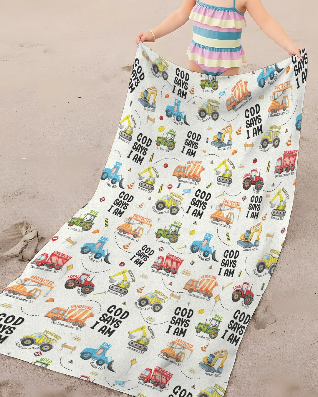 God Says I Am Boy Bamboo Beach Towel